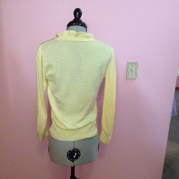 Vintage 1960s '60s Ruffled Mock Neck Sweater - Picture 2 of 2